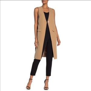 Laundry Long Line Duster Tan Belle Crepe Vest L